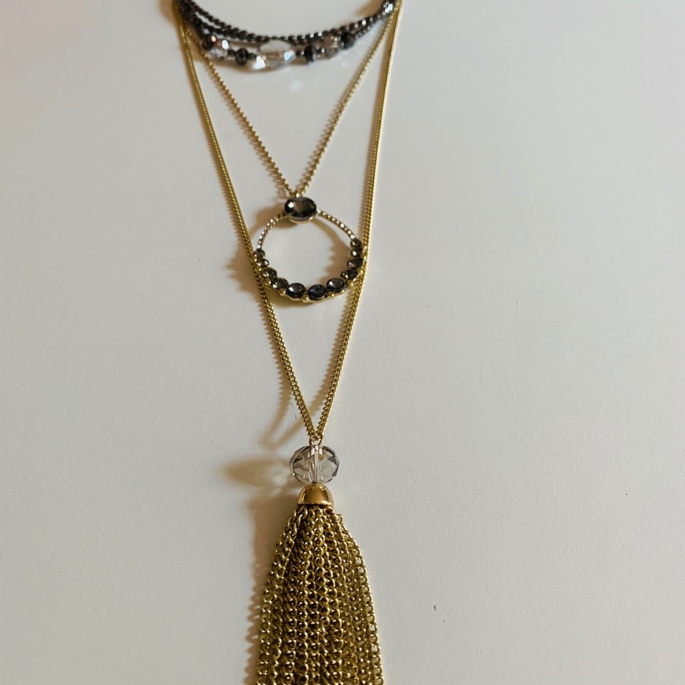 Long Layered Pendant Necklace
